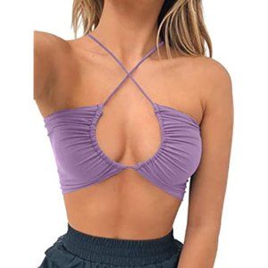 TOB Women's Sexy Criss Cross Lace Up Sling Top